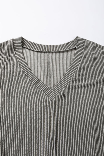 Philippine Gray Plus Size Corded V Neck Shift Dress