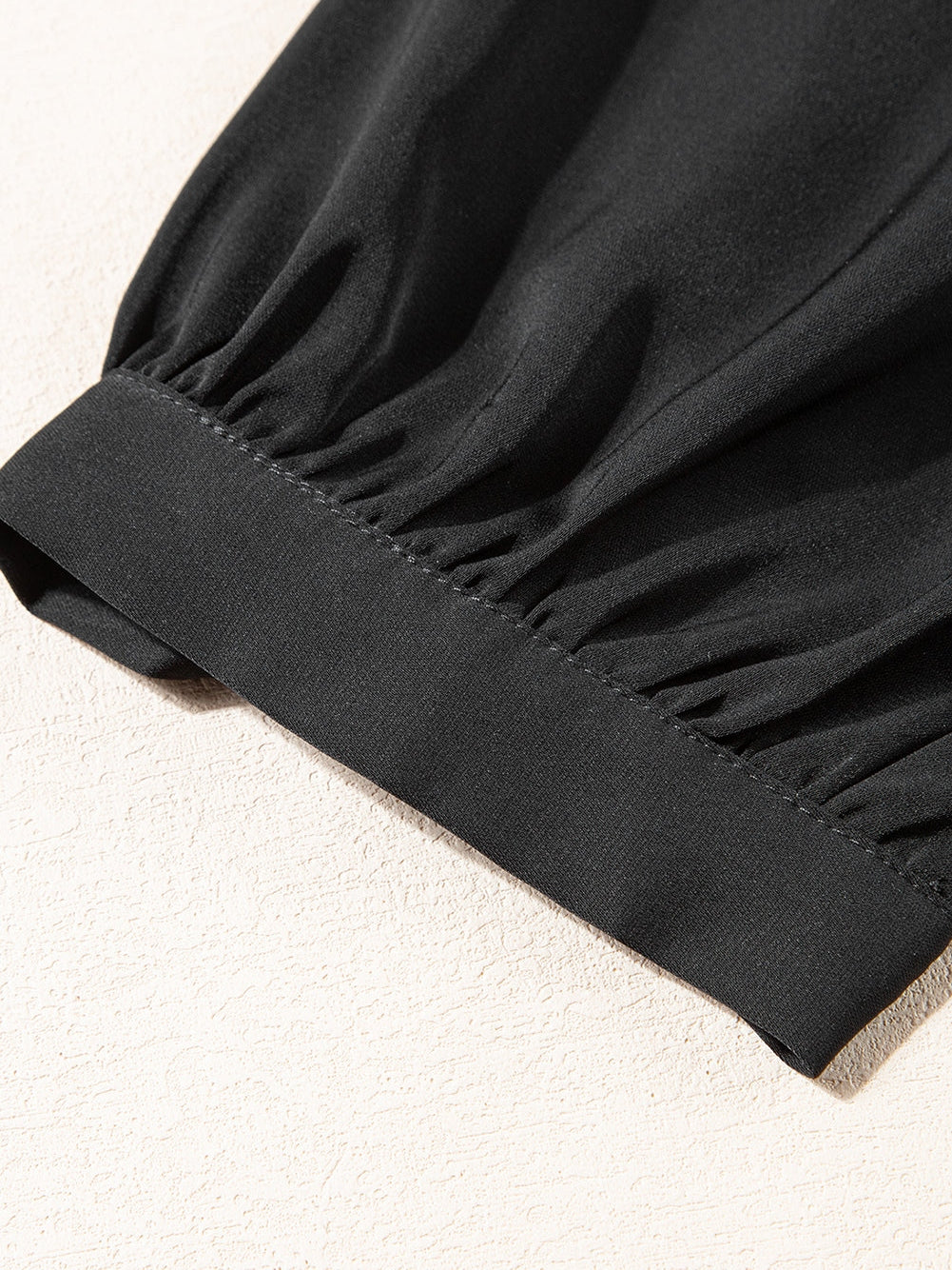 Black Plus Size Tie Cuffs V Neck Shirt Dress