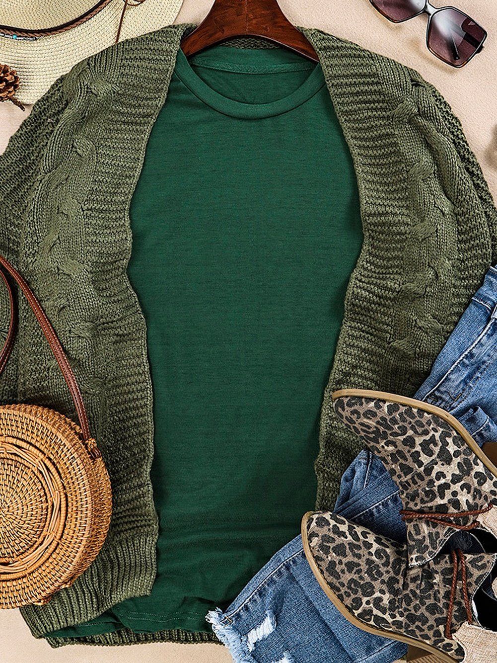 Green Casual Crew Neck T-Shirt for Women