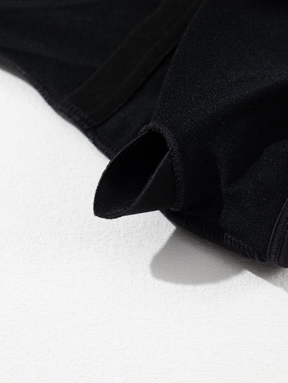 Elegant Black Floral Crisscross Back One-Piece Swimsuit