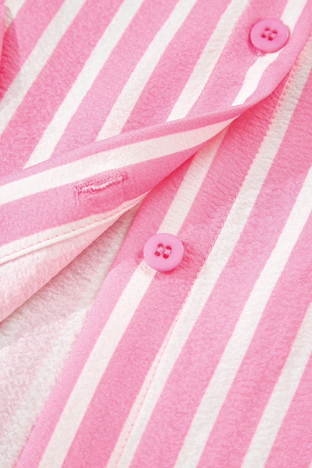 Pink Stripe Buttoned Front Long Sleeve Top and Pants 2 Piece Sleepwear