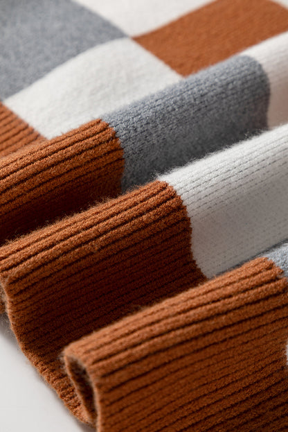 checkered knit sweater