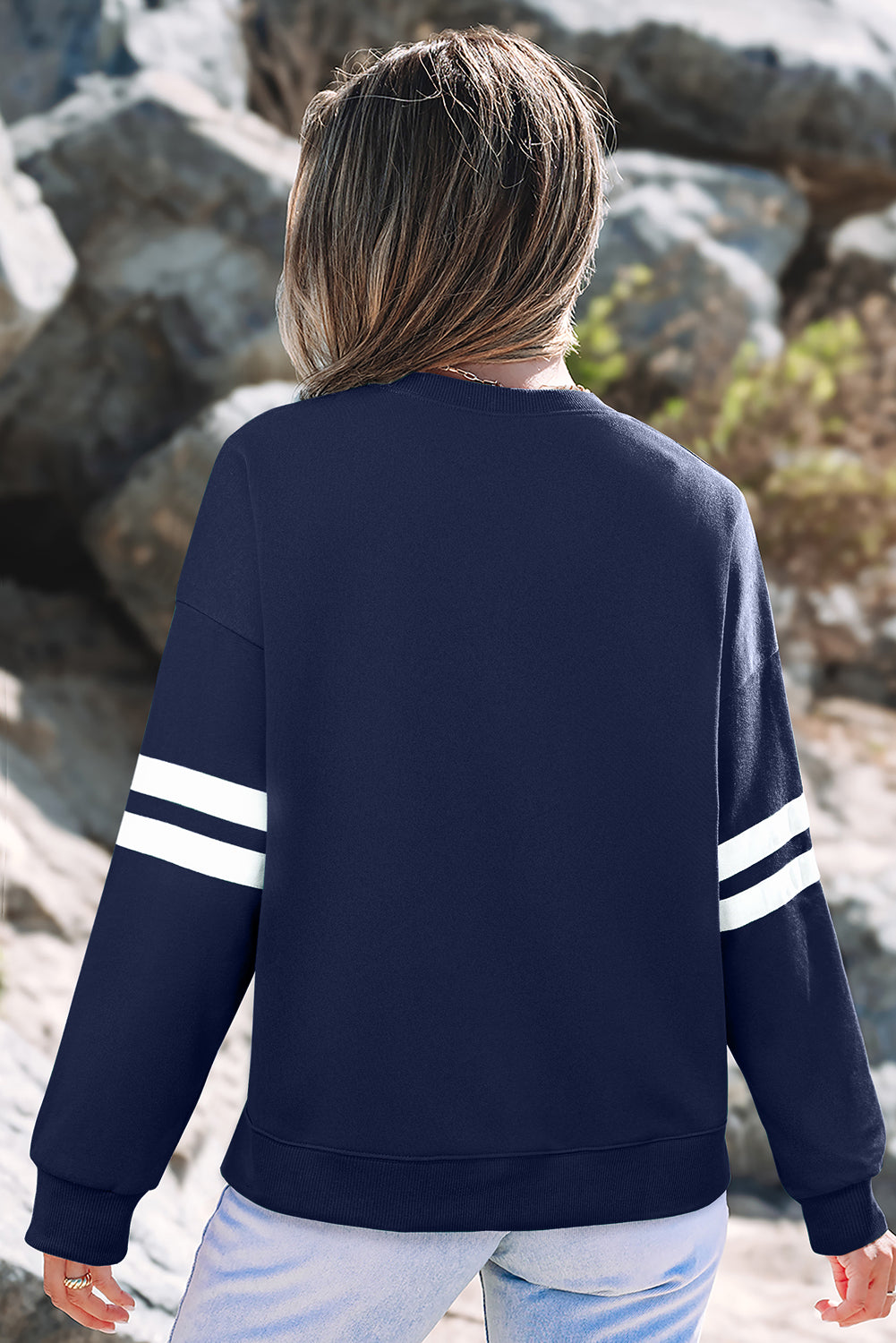 varsity stripe sweatshirt