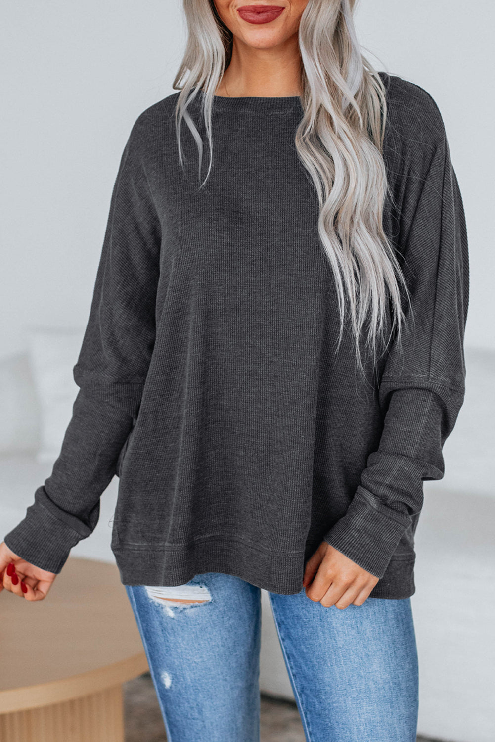waffle long sleeve top