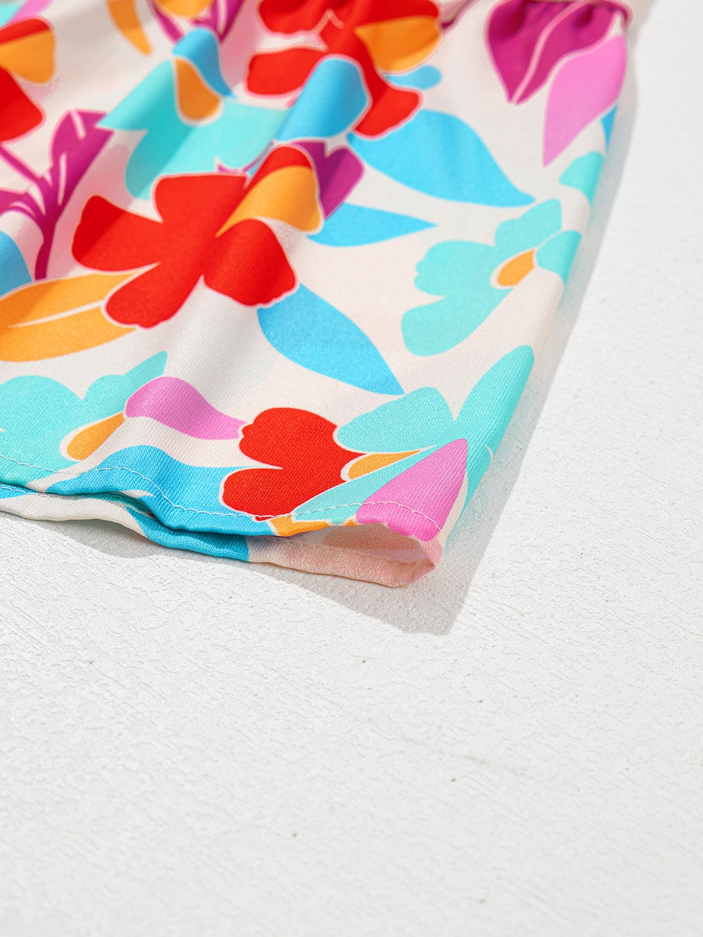 Multicolour Floral Tiered V Neck Plus Dress