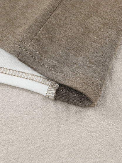 Khaki Patchwork Color Block Knit Top