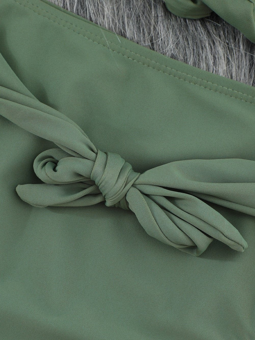 Green French Romance High Waist Bikini with Puff Sleeves