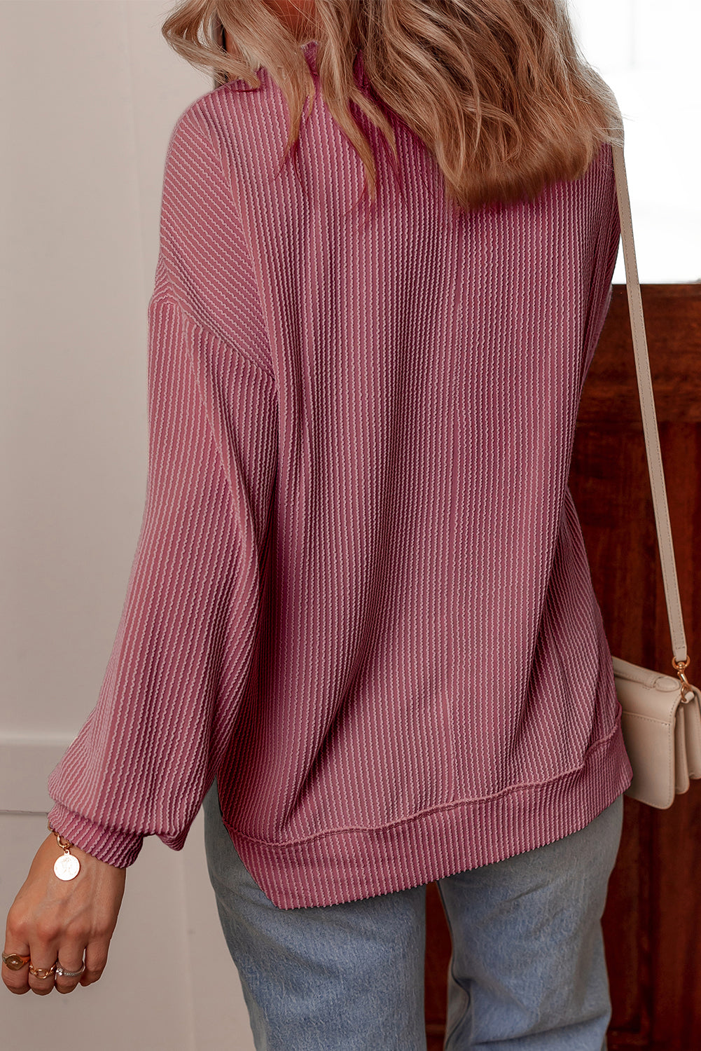 twisted ribbed long sleeve top