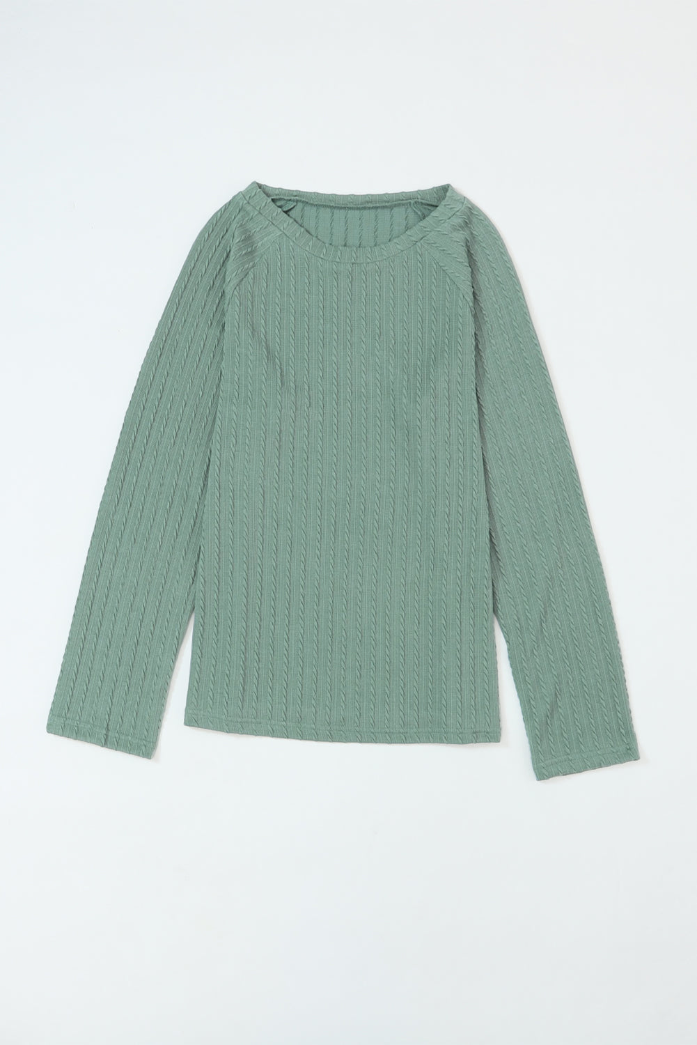 Elegant Green Ribbed Knit Top with Long Sleeves