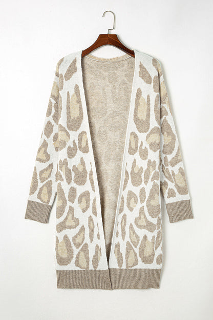 Leopard Print Beige Plus Size Cardigan