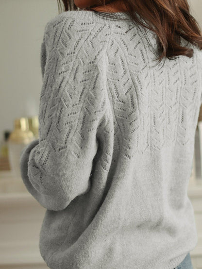 Knitted Hollow Out Button-Up Cardigan