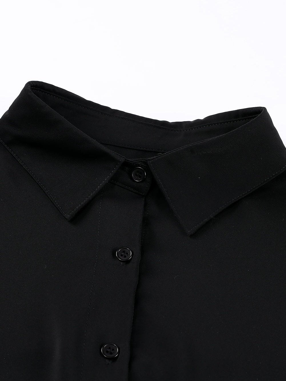 Satin Commute Solid Color V Neck Long Sleeved Blouse