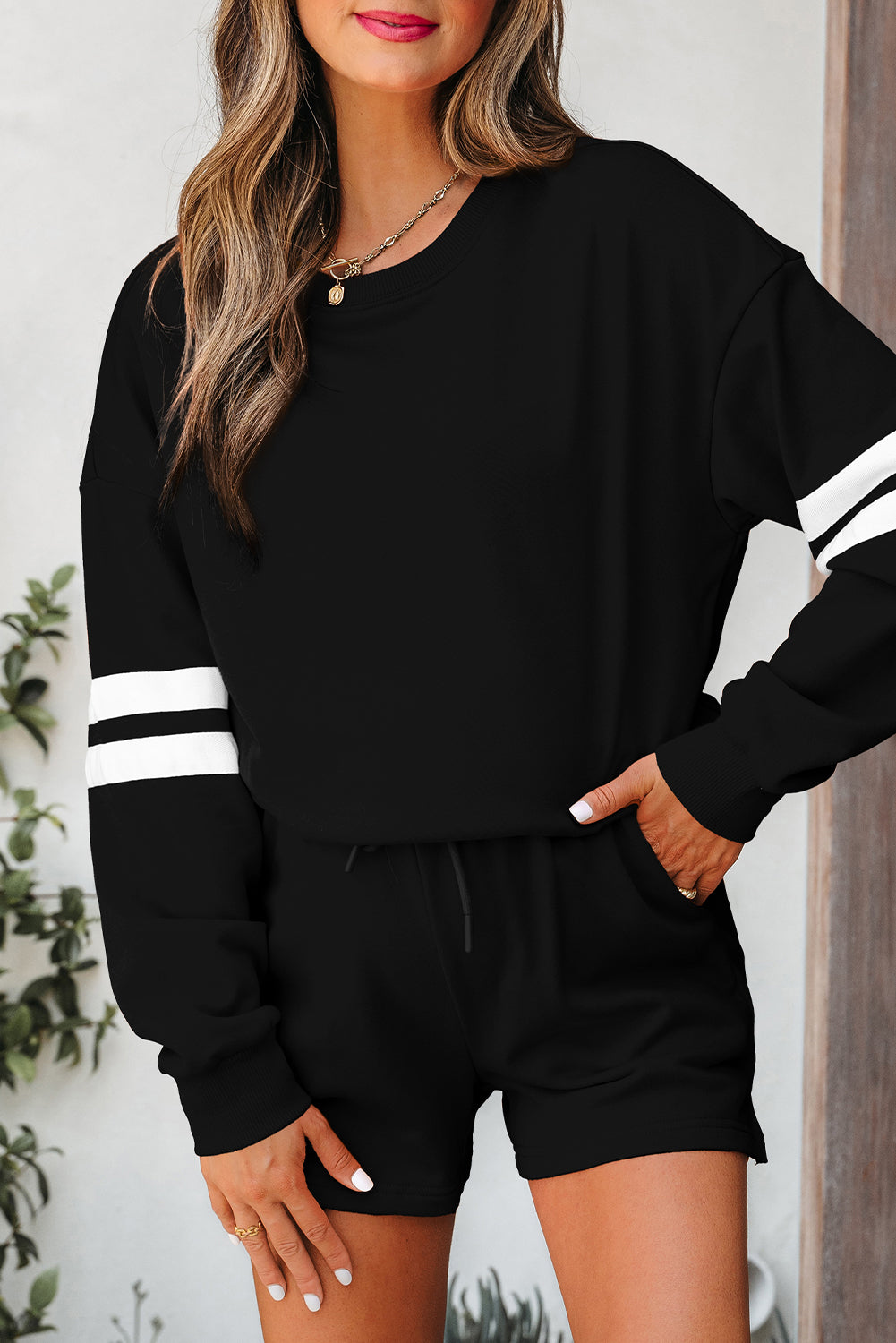 varsity sweatshirt short set
