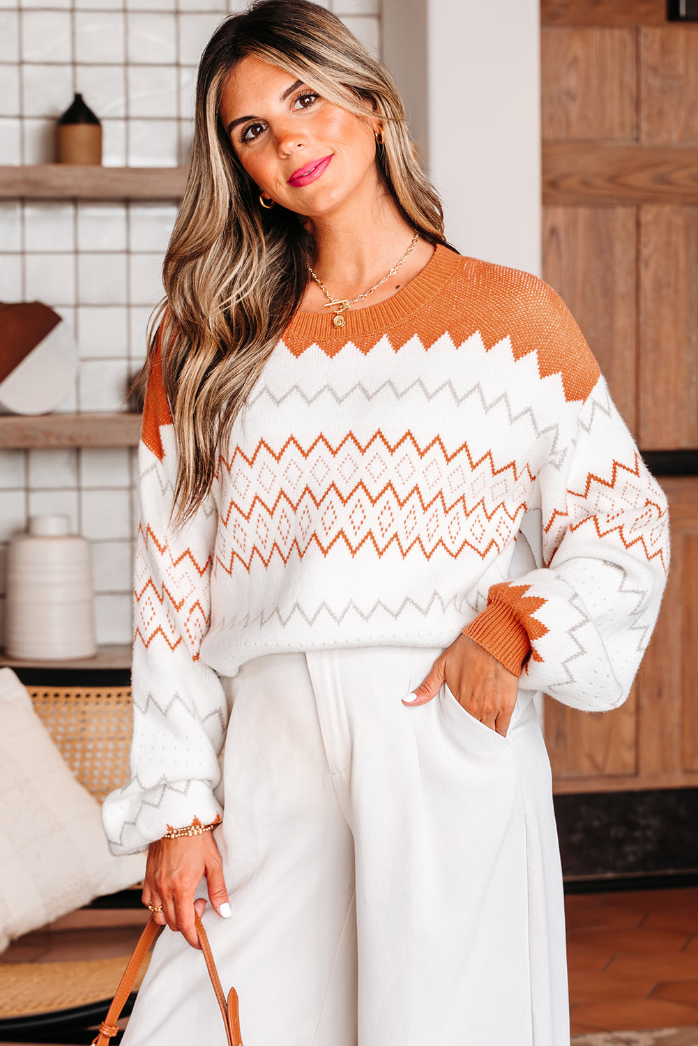 geometric knit sweater