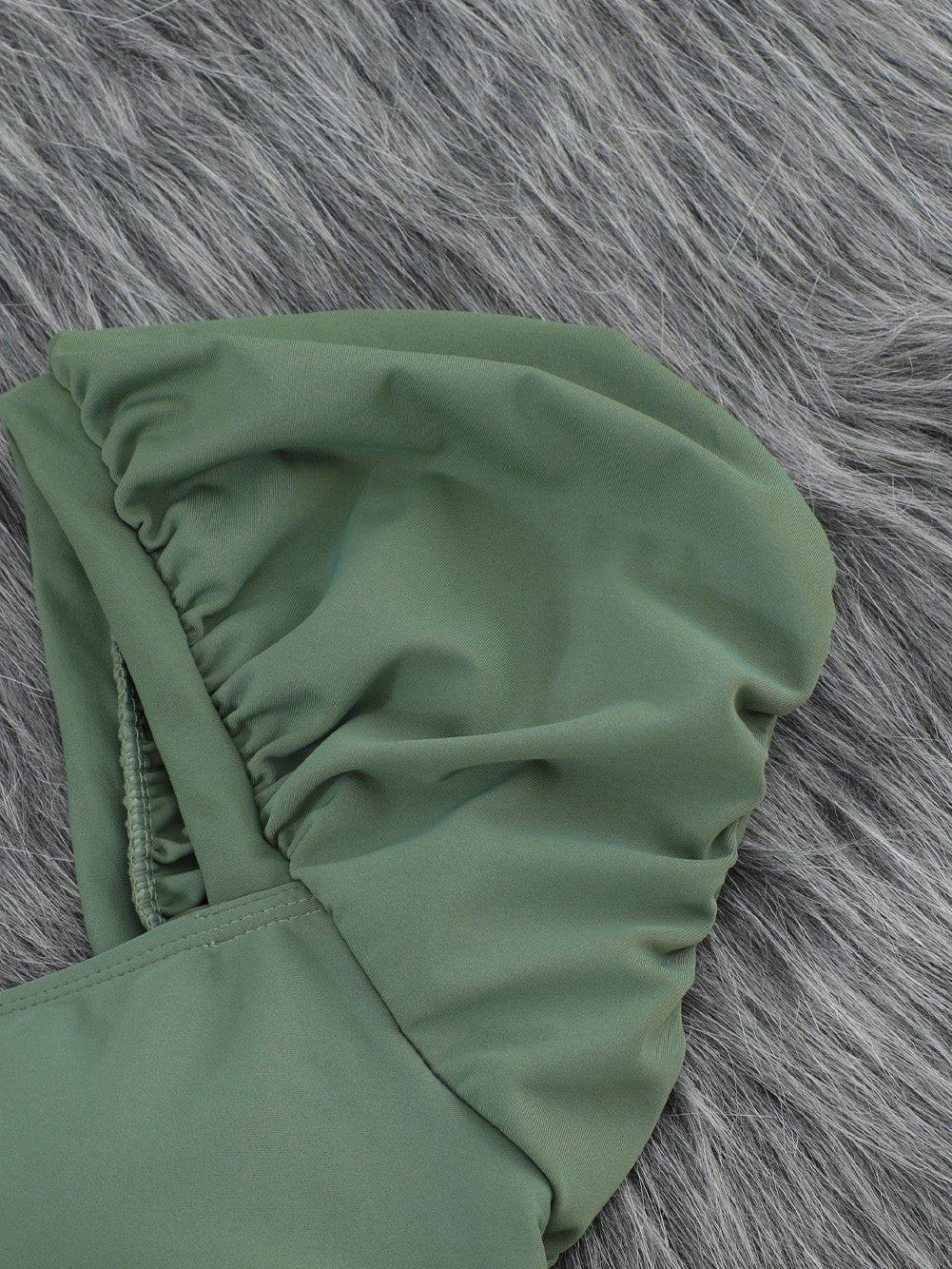 Green French Romance High Waist Bikini with Puff Sleeves