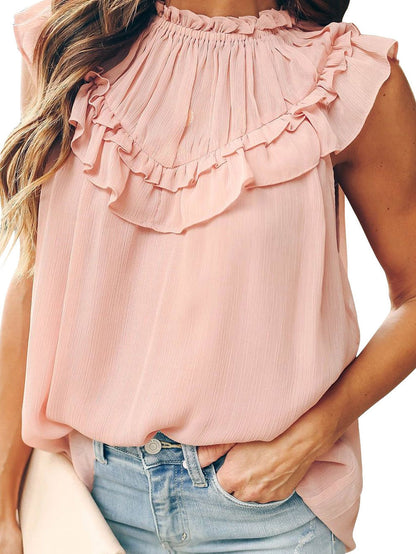 Elegant Ruffle Chiffon Tank Top