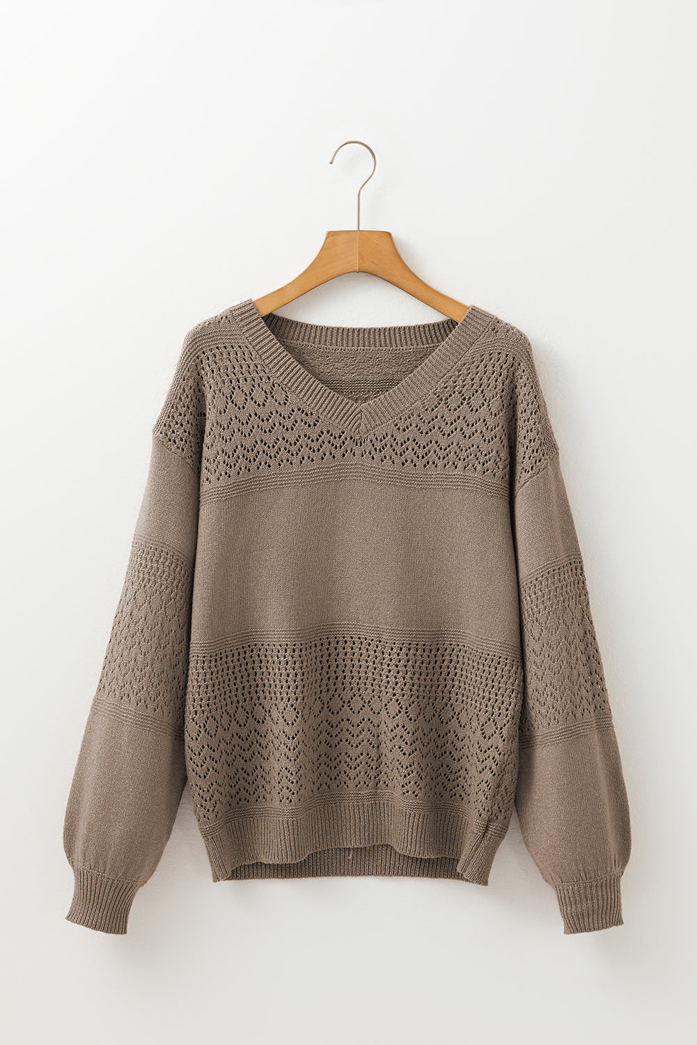 v neck drop shoulder sweater
