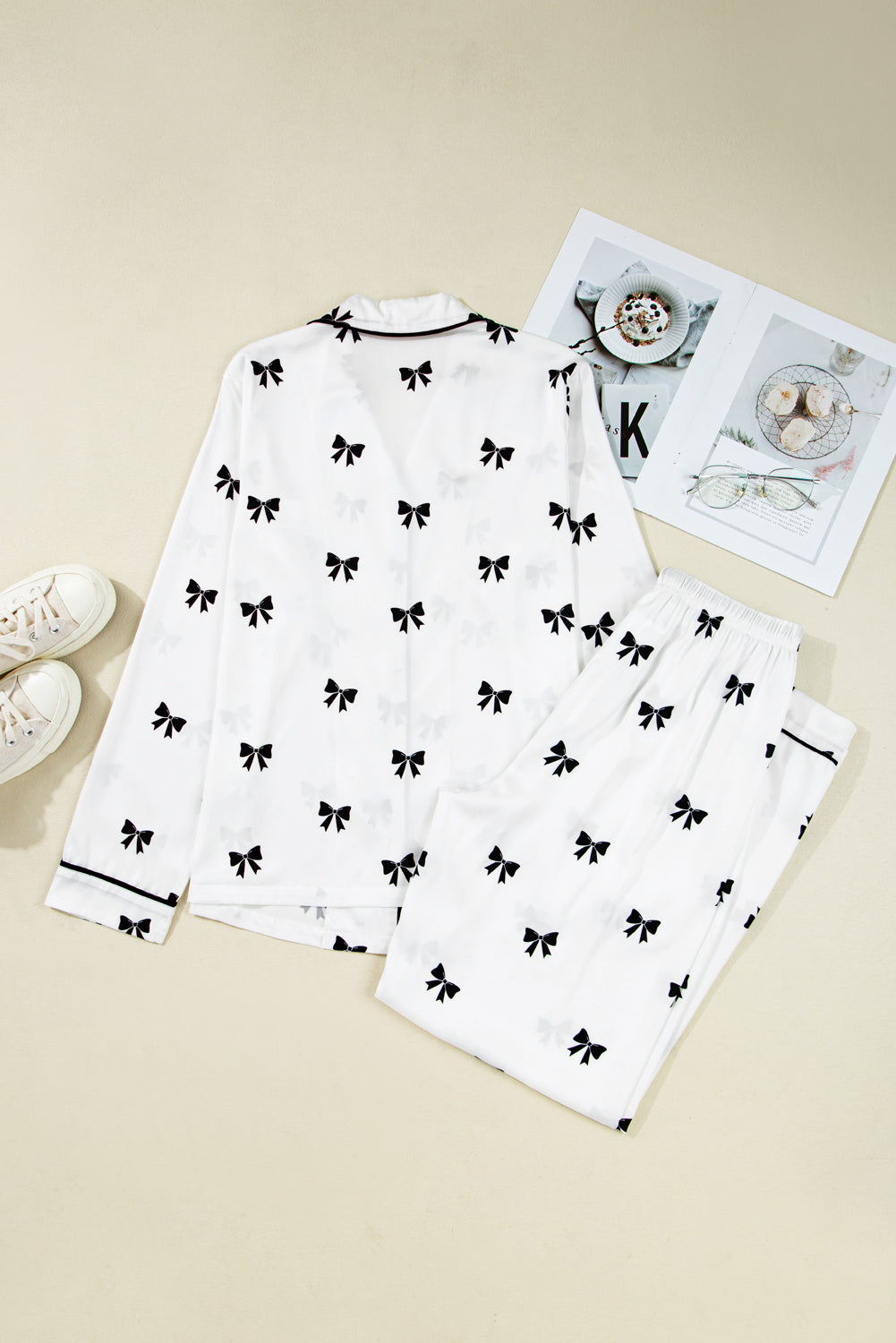 bow print pajama set