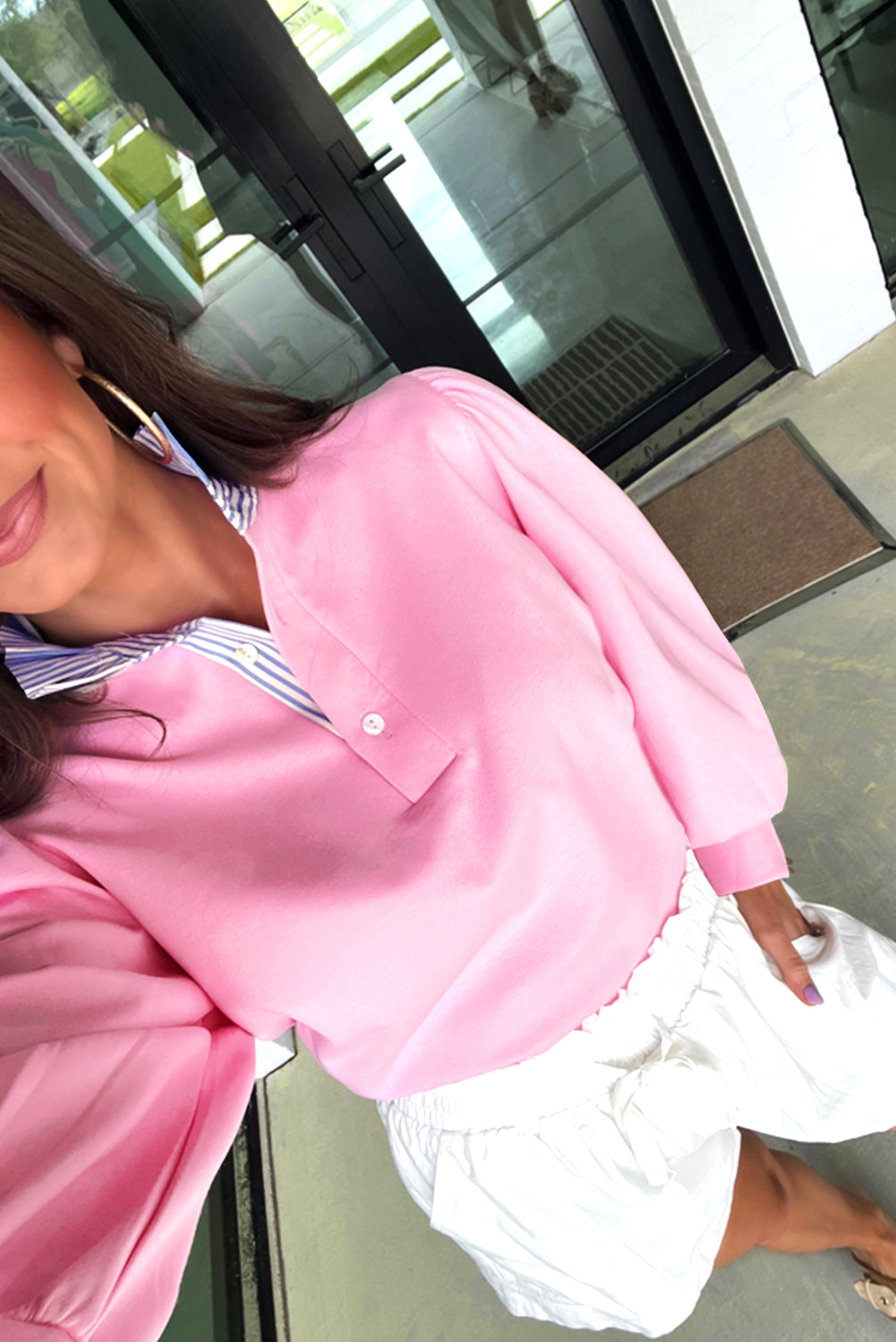 button collar sweatshirt