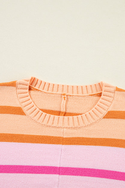 Multicolour Gradient Ribbed Edge Loose Sweater