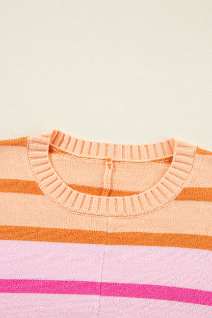 Multicolour Gradient Ribbed Edge Loose Sweater
