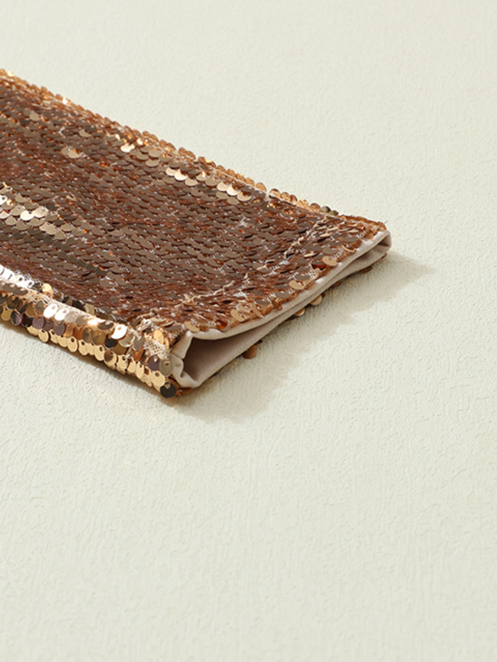 Apricot Sequin Mock Neck Puff Sleeve Sheath Top