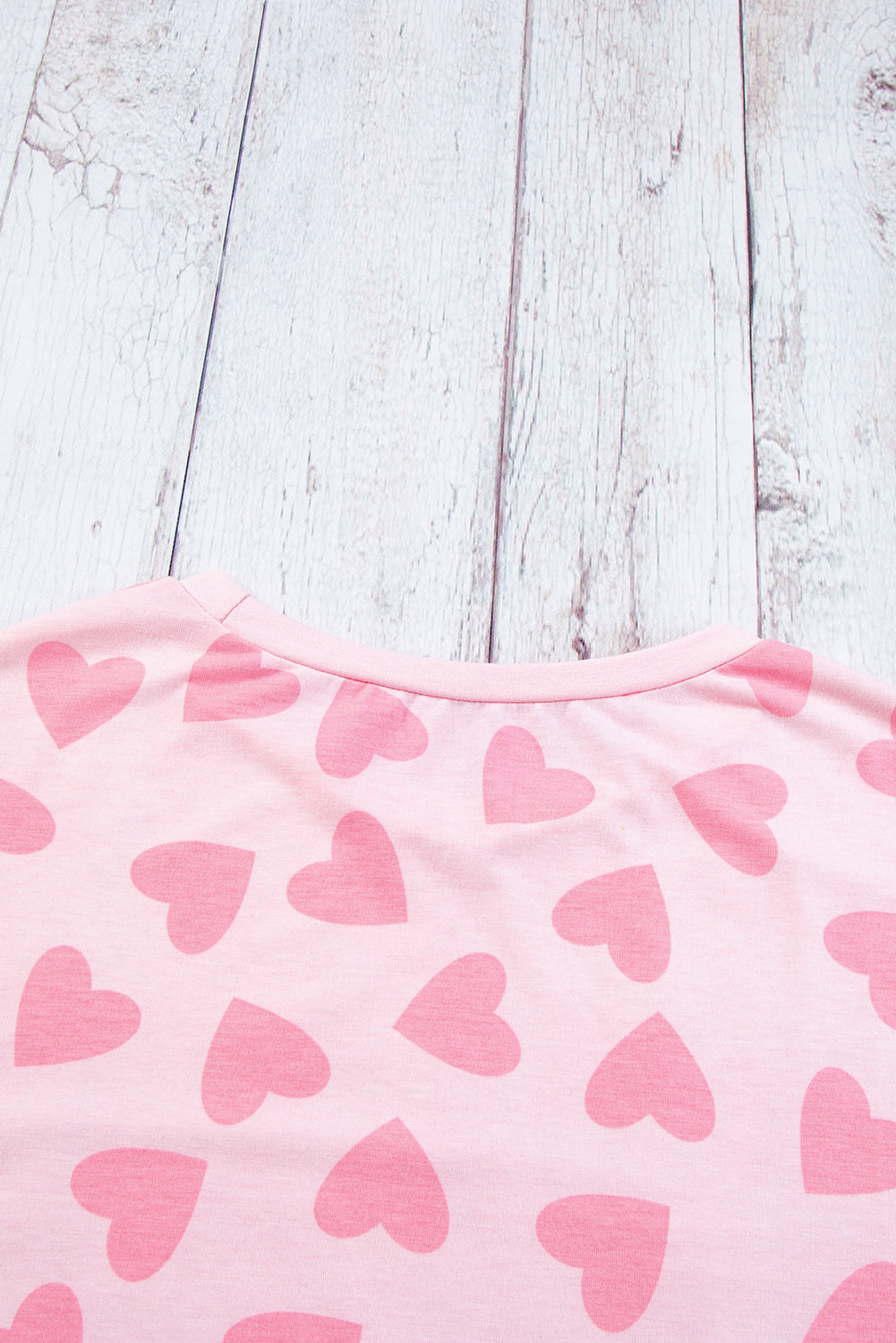 Heartfelt Pink Valentine's Day Lounge Set with Heart Print Top and Shorts
