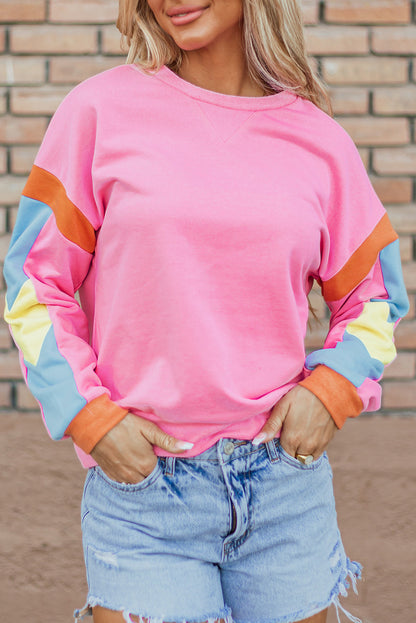 Pink Candy Colorblock French Terry Top