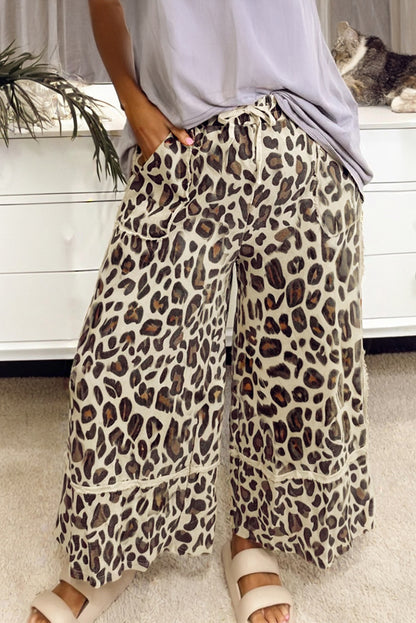 leopard wide leg pants