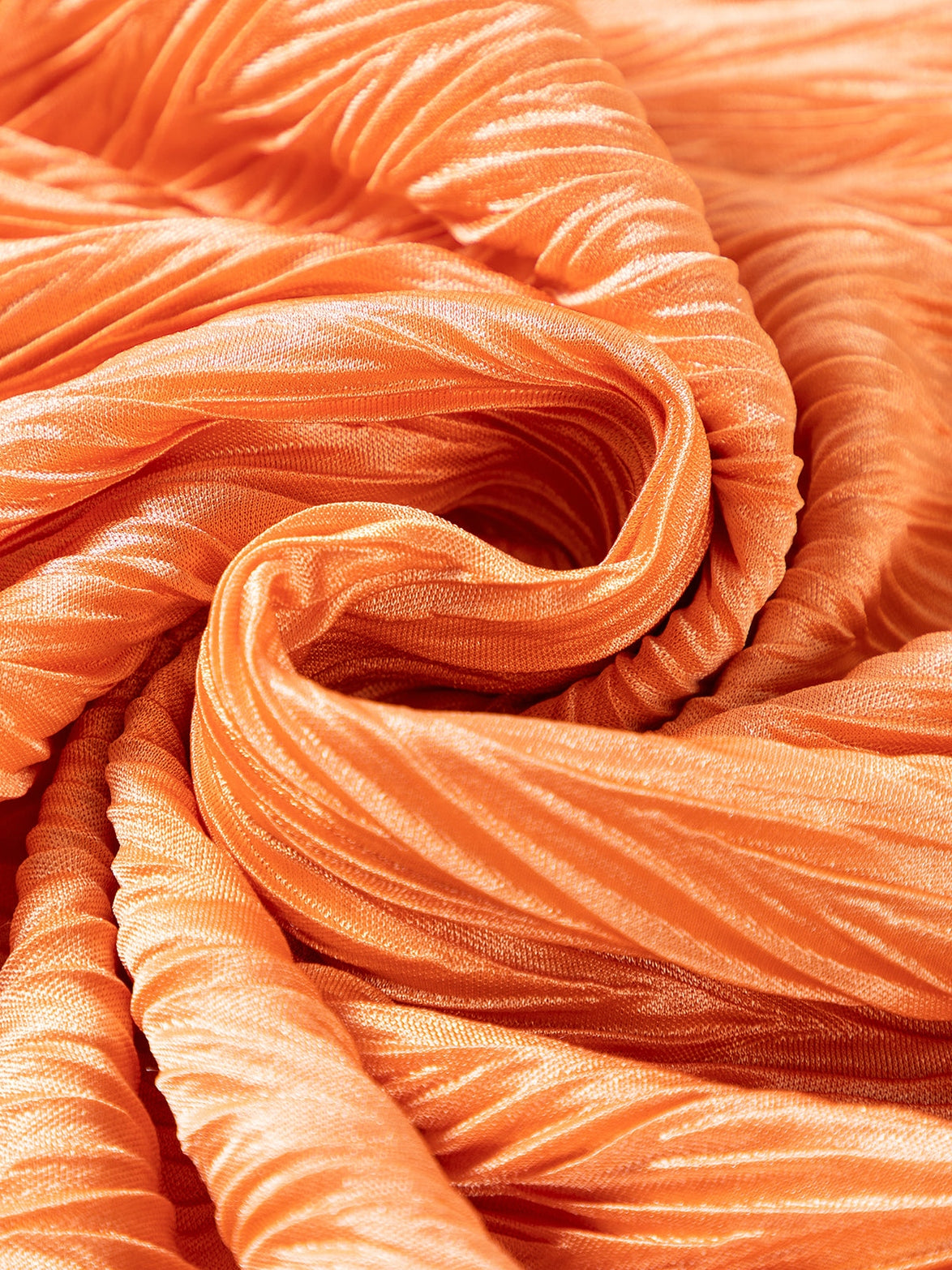 Grapefruit Orange Crinkled Texture Button-up Blouse with Wide Sleeves