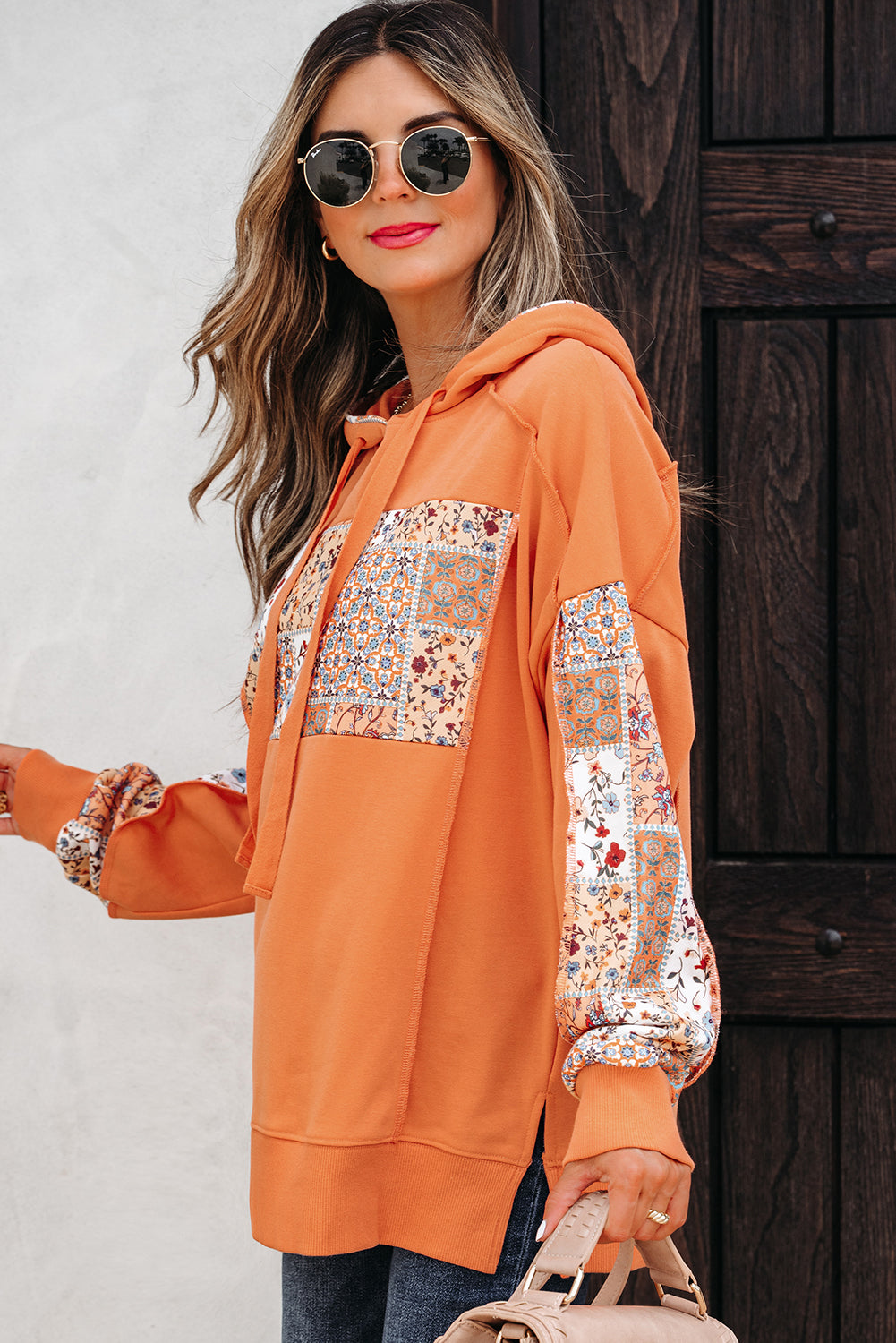 floral patchwork hoodie