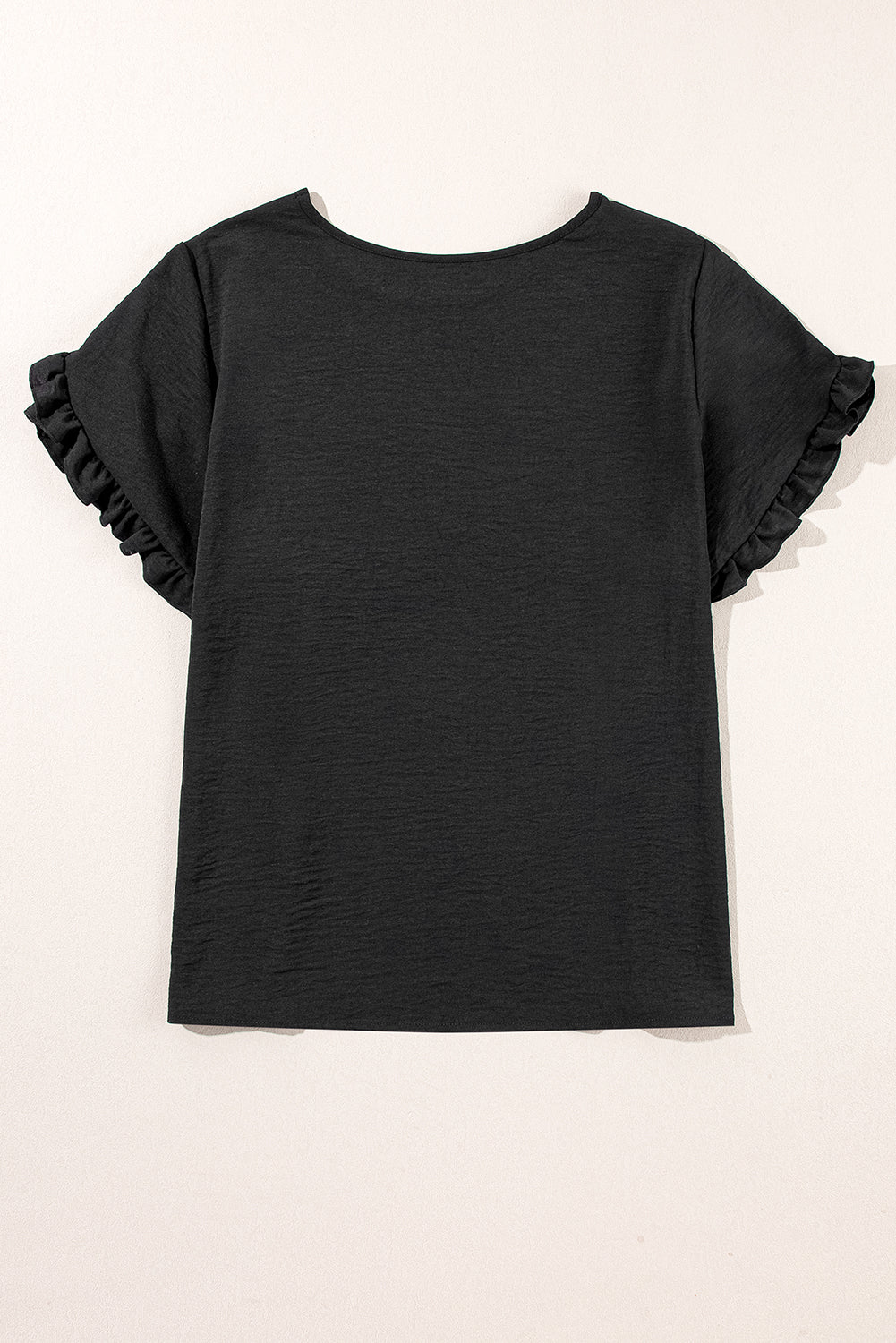 Chic Black Ruffle Sleeve Plus Size Blouse