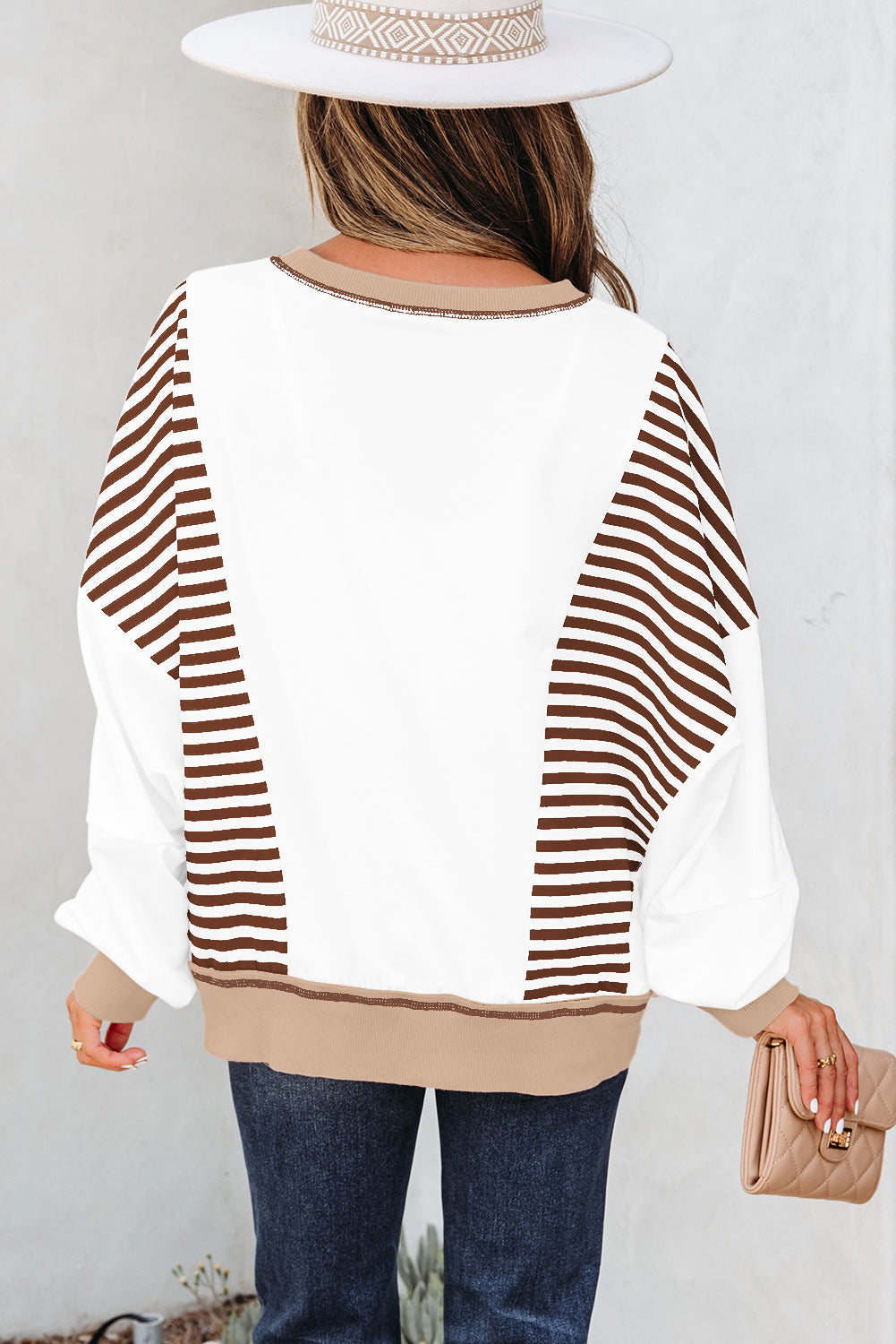 stripe patchwork sweatshirt
