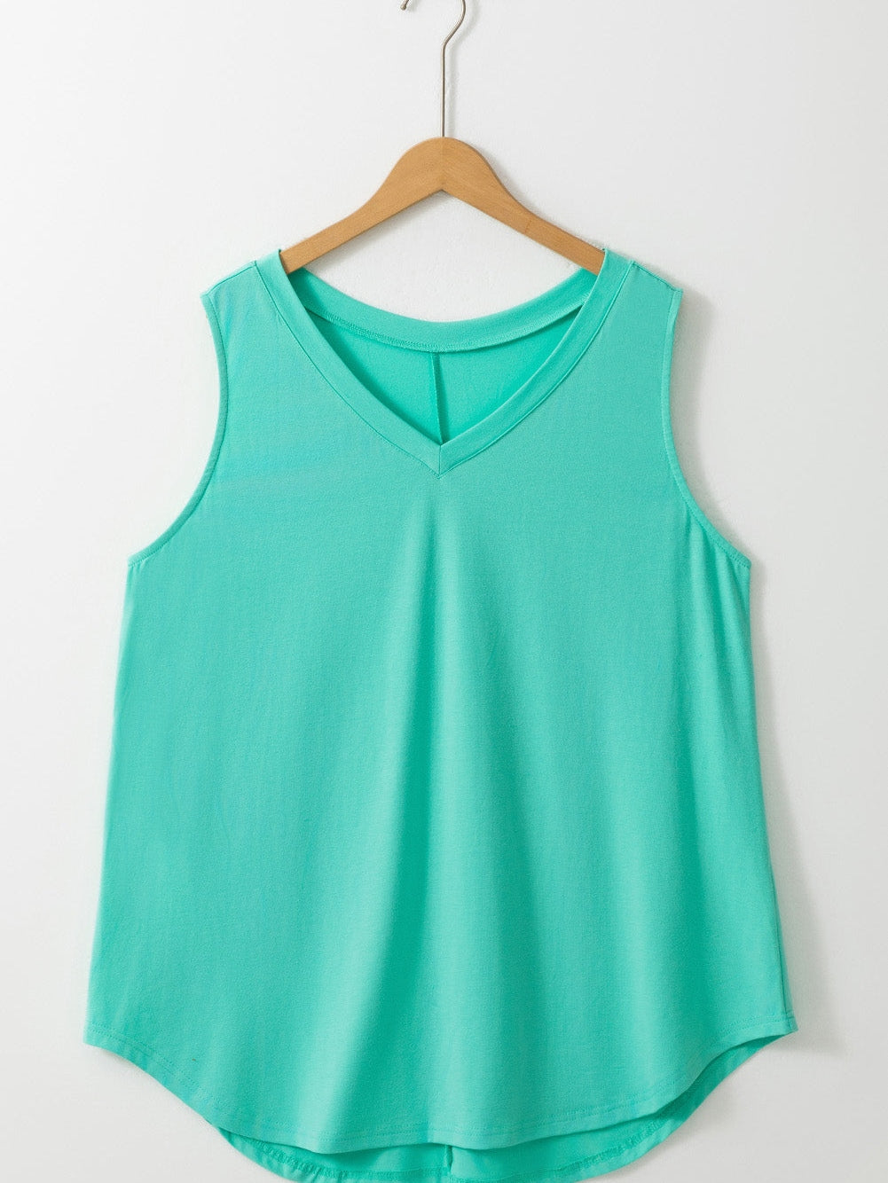 Mint Green V Neck Shift Plus Size Tank Top