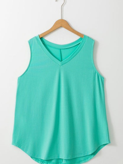 Mint Green V Neck Shift Plus Size Tank Top