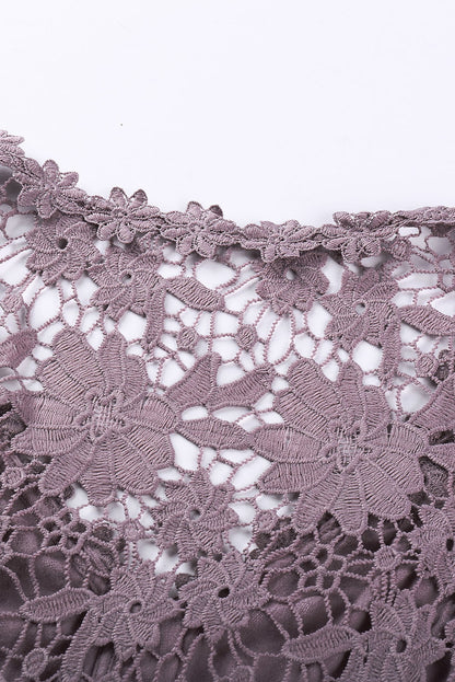 Purple Crochet Lace Button Top
