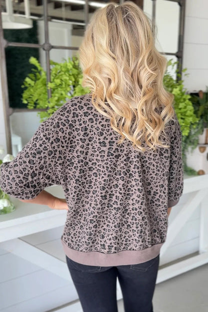Goat Leopard Round Neck Drop Shoulder Half Sleeve Tee