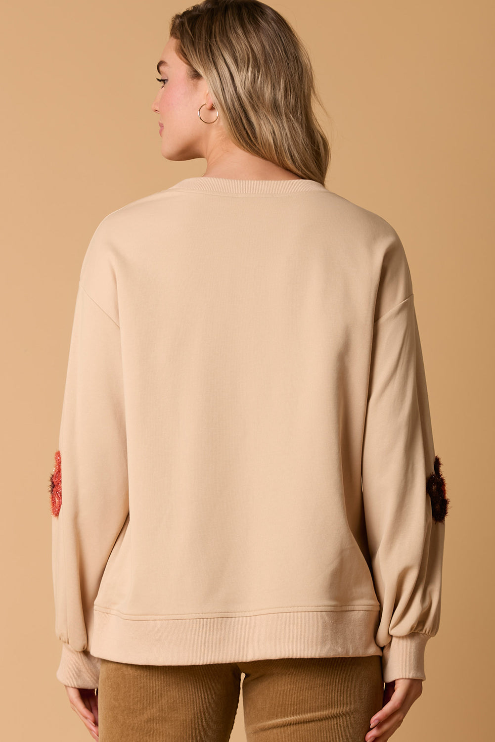 Jet Stream Tinsel Flower Decor Drop Shoulder Sweatshirt