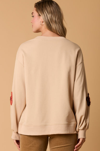 Jet Stream Tinsel Flower Decor Drop Shoulder Sweatshirt