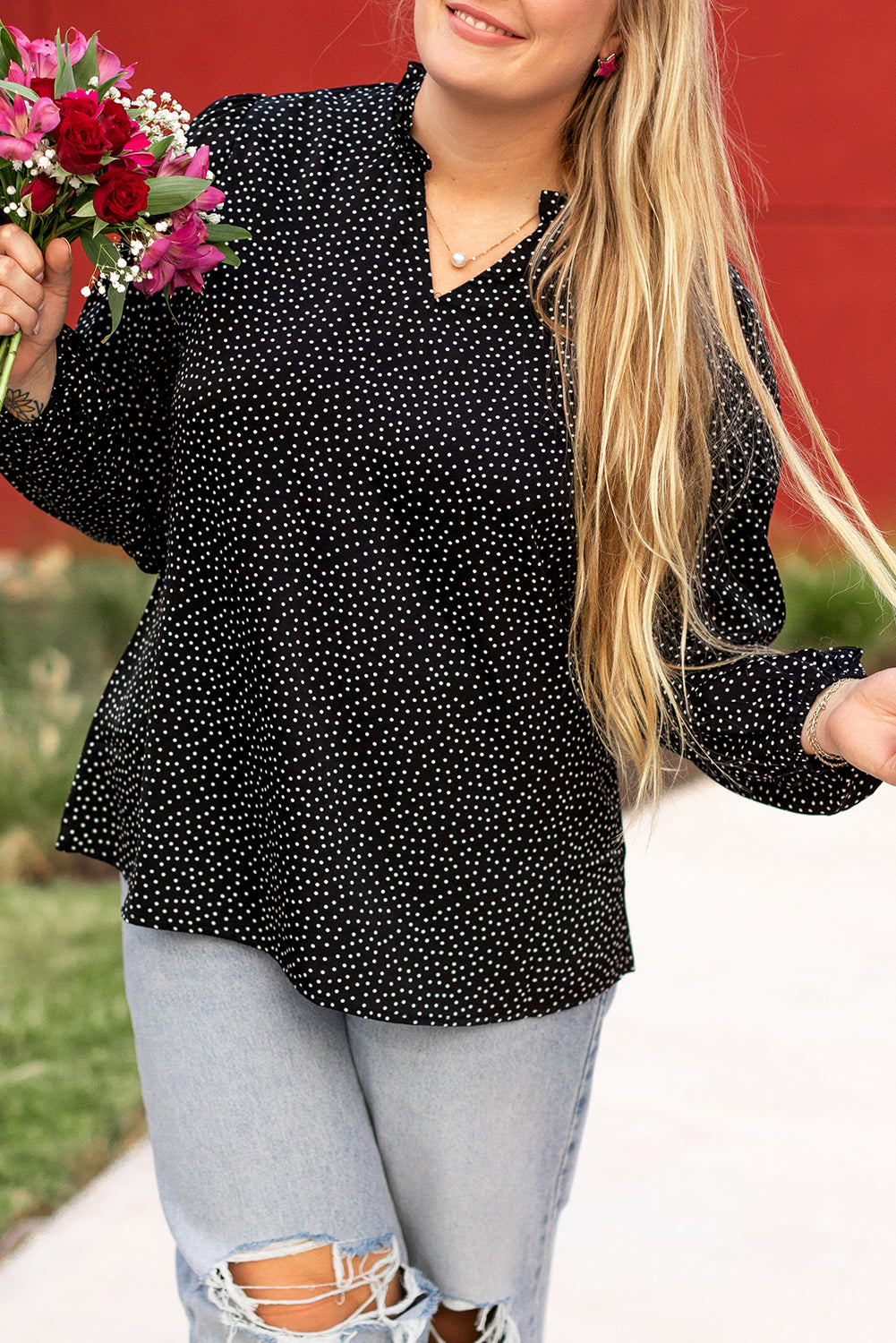 plus size spotty top