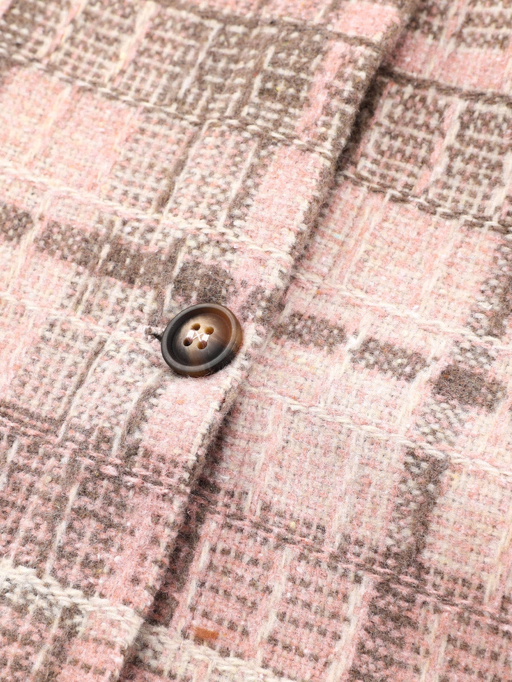 Pink Plus Size Macrame Plaid Coat