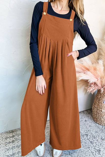 Thai Curry Leopard Bib Wide Leg Jumpsuit