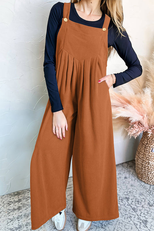 Thai Curry Leopard Bib Wide Leg Jumpsuit
