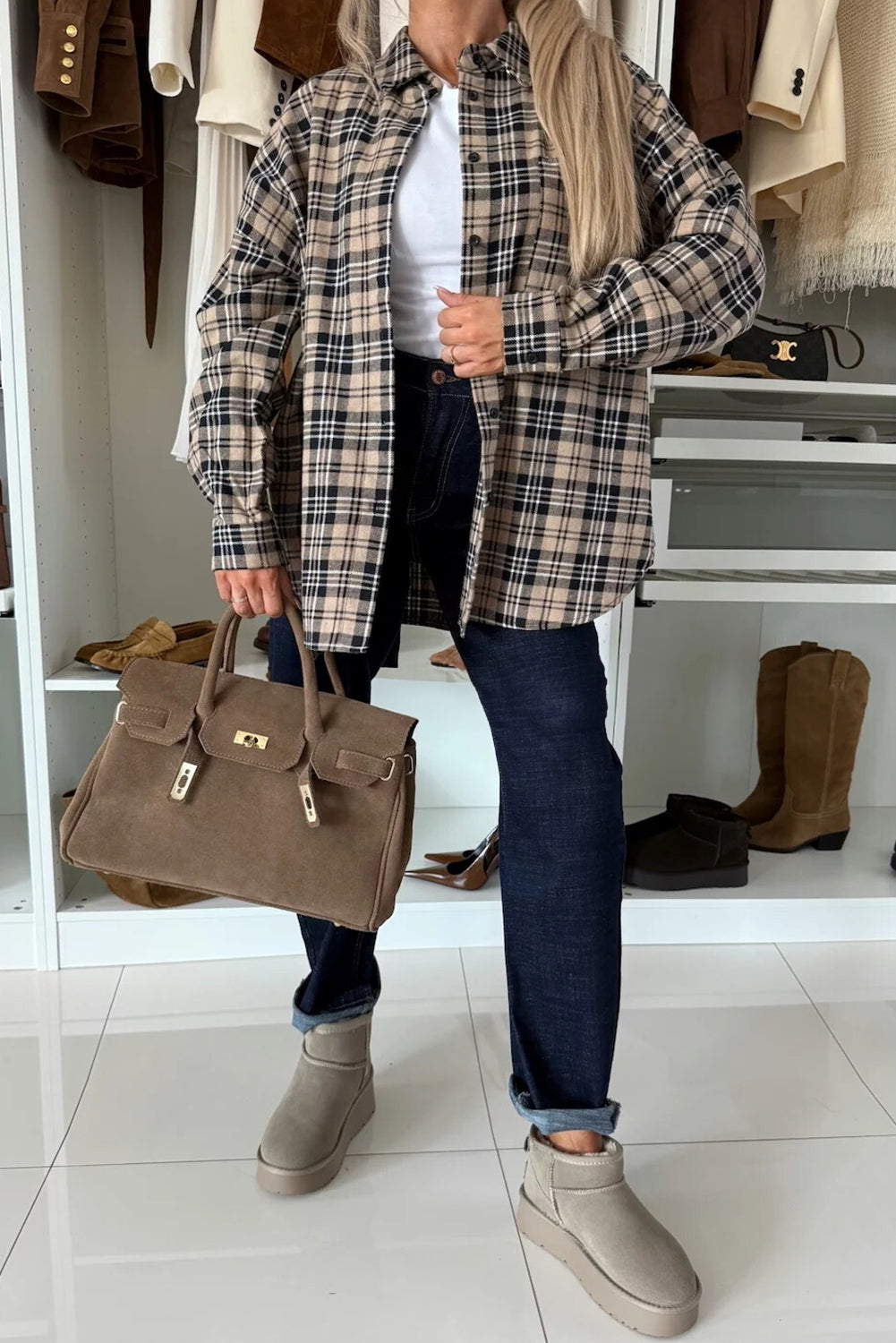 Parchment Plaid Classic Tunic Shacket