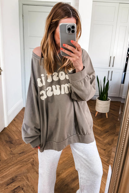 Simply Taupe Lost In Music Oversized Sweatshirt