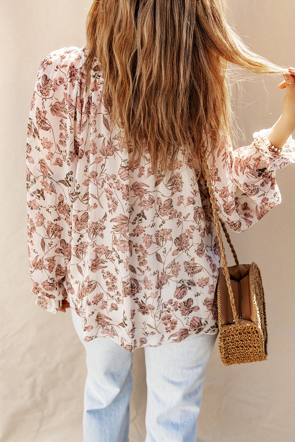 Floral Fantasy Bubble Sleeve Boho Blouse