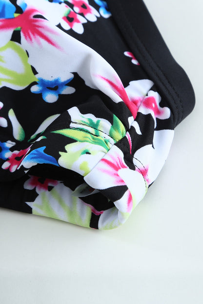 Floral Layered Tankini Set with Triangular Briefs