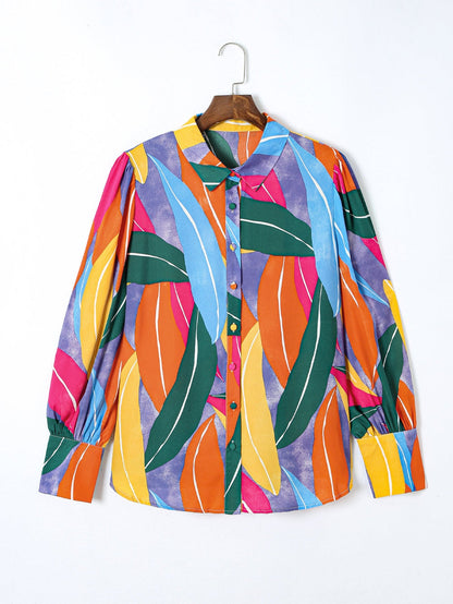 Multicolor Flora Print Plus Size Shirt