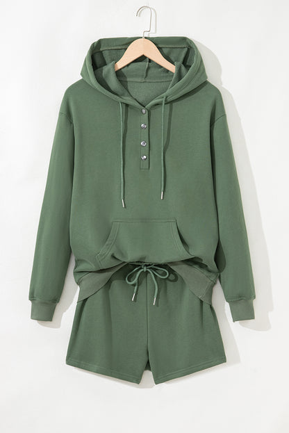casual hoodie short set