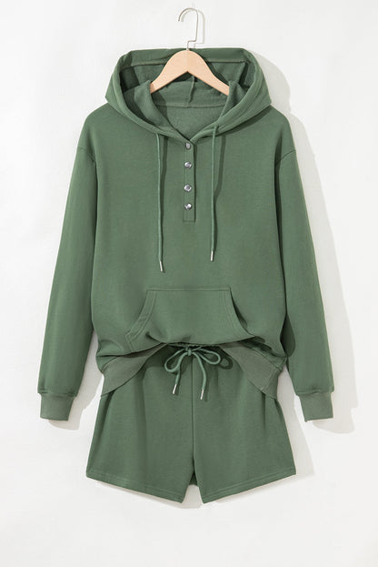 casual hoodie short set